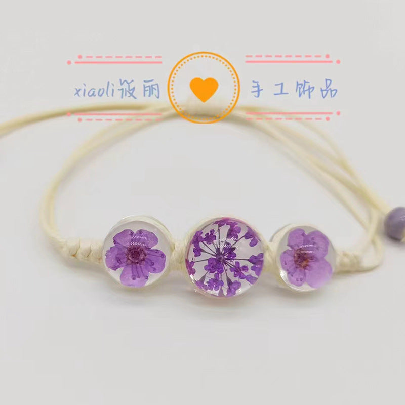 Wholesale Cherry Blossom Plum Blossoms Gypsophila Hand-woven Natural Real Flower Bracelet Rope ACC-BT-Youl007