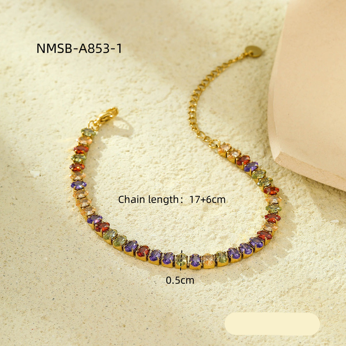 Wholesale  Plated 18K Gold Stainless Steel Inlaid Zircon Bracelet