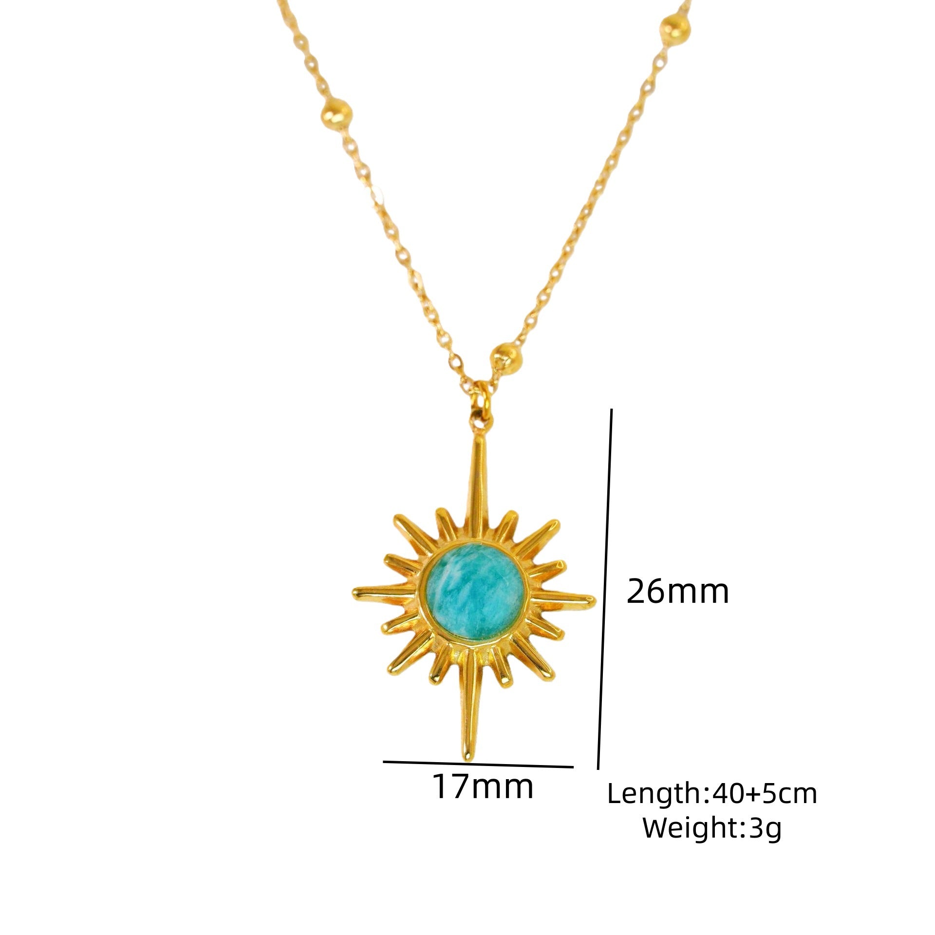 Wholesale Light Luxury Blue Tianhe Stone 14K Gold Plated Titanium Steel Necklace,  Fashion Jewelry Accessory Gift