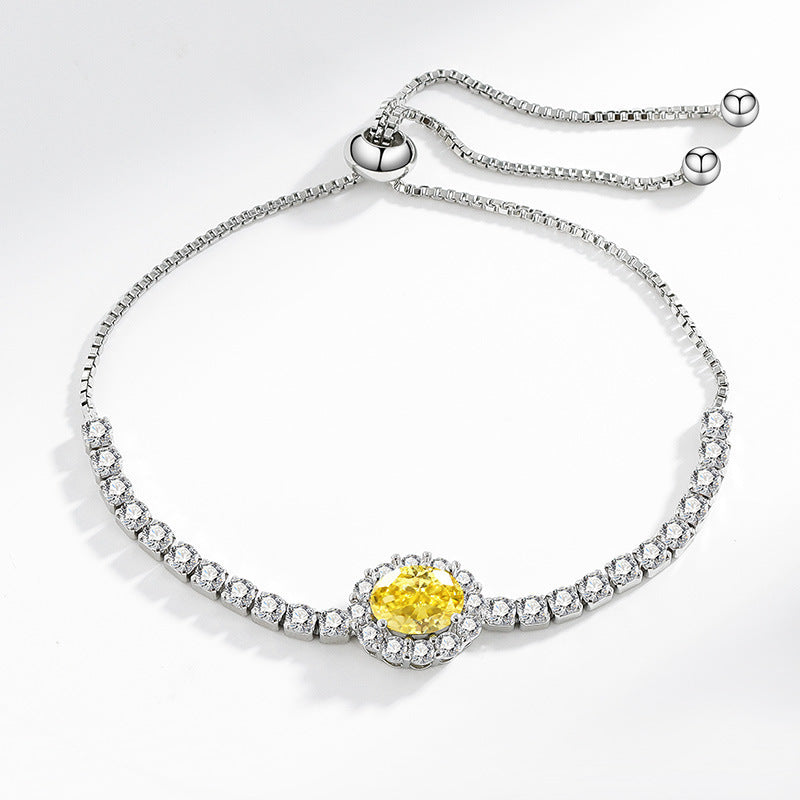 Wholesale  Colored Diamond Zircon Pigeon Egg Stretch Bracelet Women' s Fashion
