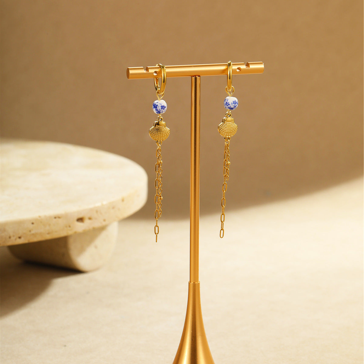 Wholesale Ceramic Starfish Shell Stainless Steel Earrings