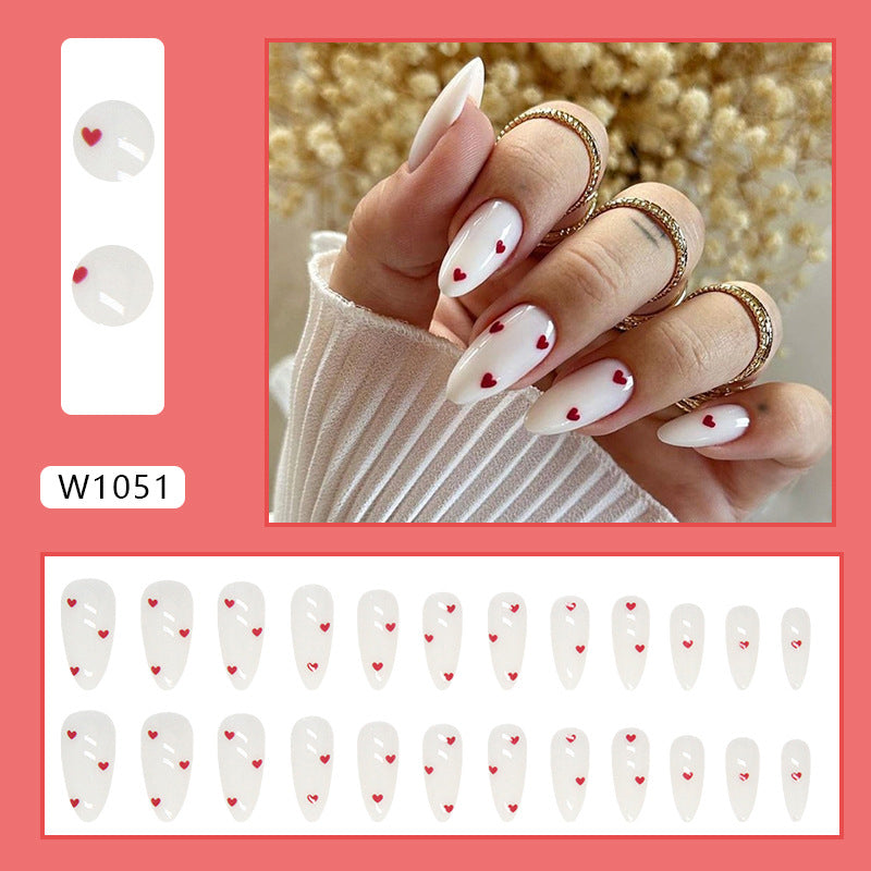 Wholesale 24 Pieces/box Valentine's Day Burgundy Heart Nails Kits Nail Stickers ACC-NS-QiHeng017