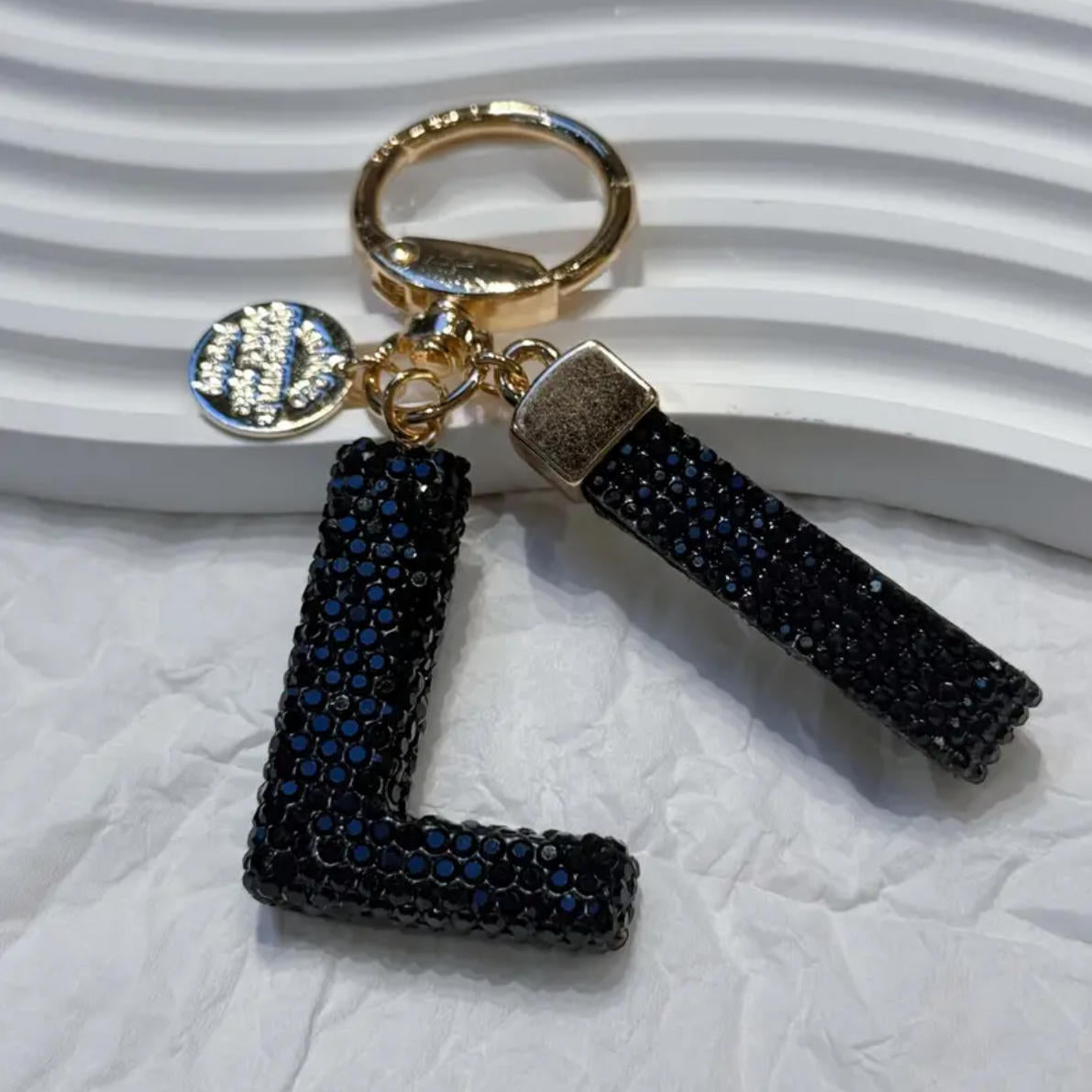 Wholesale Chic Rhinestone Letter Keychain Metal Electroplating Fashion Accessory Bag Charm Car Key