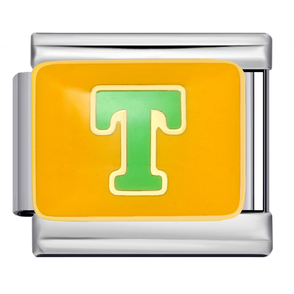 Wholesale Italian Charm Bracelet 9mm DIY colorful drip letter  Creative Stainless Steel Composable Bracelet