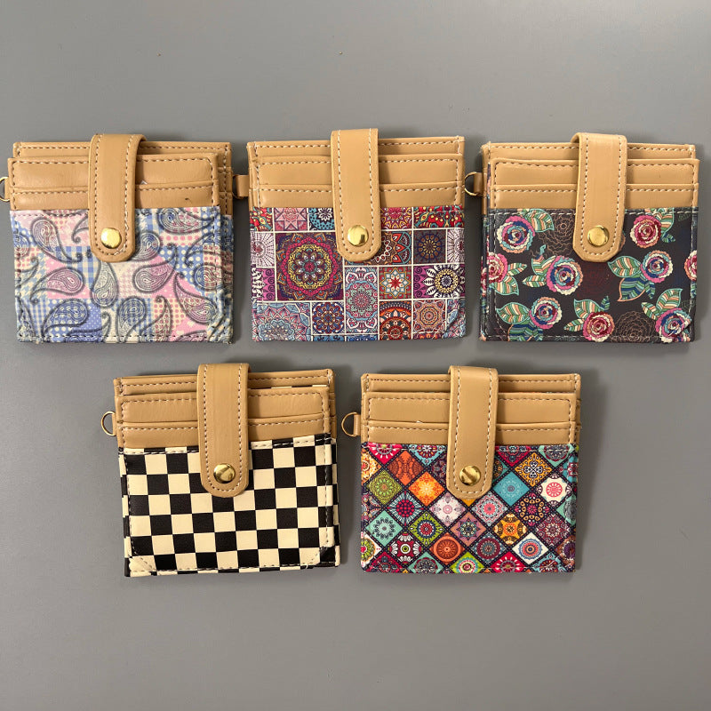 Wholesale Chic Ethnic Style Card Holder Compact Ultra-Thin Multiple Slots Boutique Resale Accessory