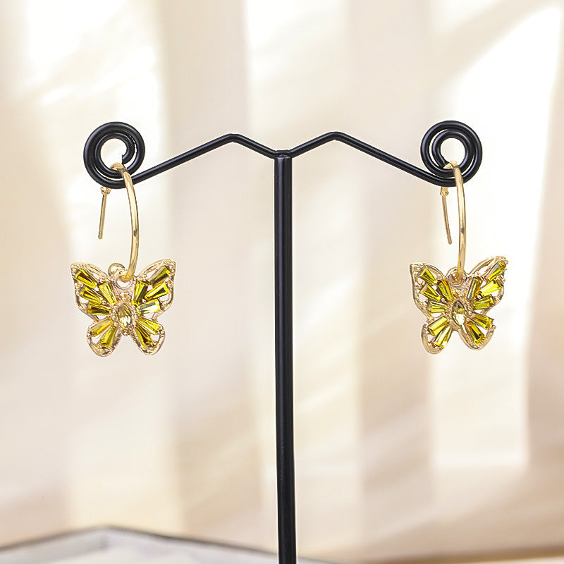 Wholesale Light Luxury Diamond Hollow Butterfly Earrings ACC-ES-RuLong013