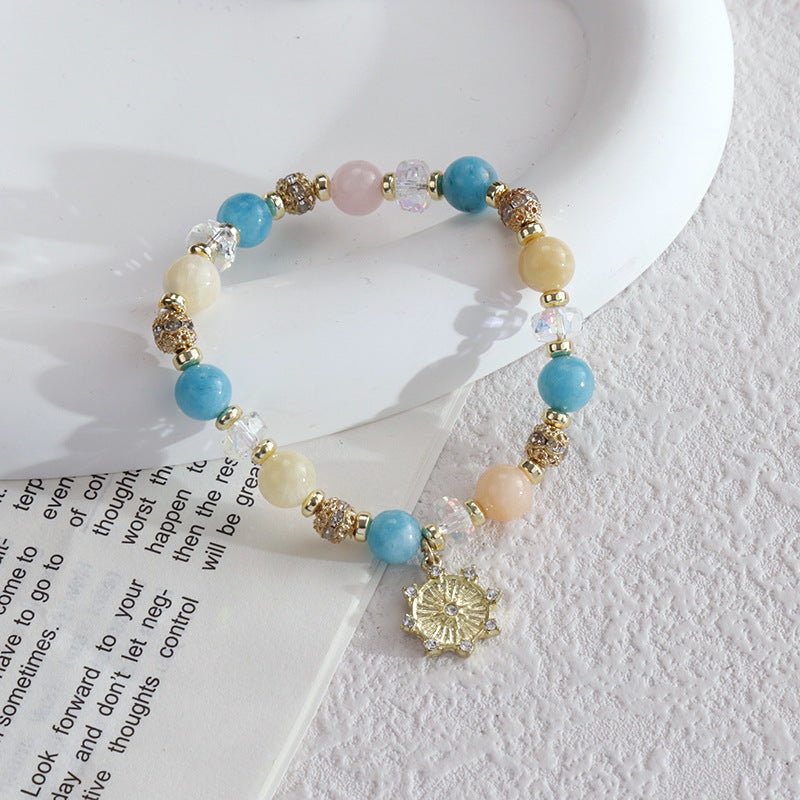 Wholesale Natural Crystal Pearl Sky-pointed Star Sunflower  Bracelet