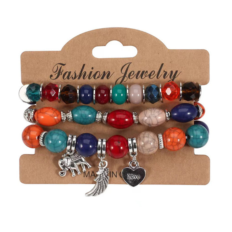 Wholesale Multi-layer Bohemian Beaded Elephant Wings Ball Bracelet ACC-BT-FengLi003