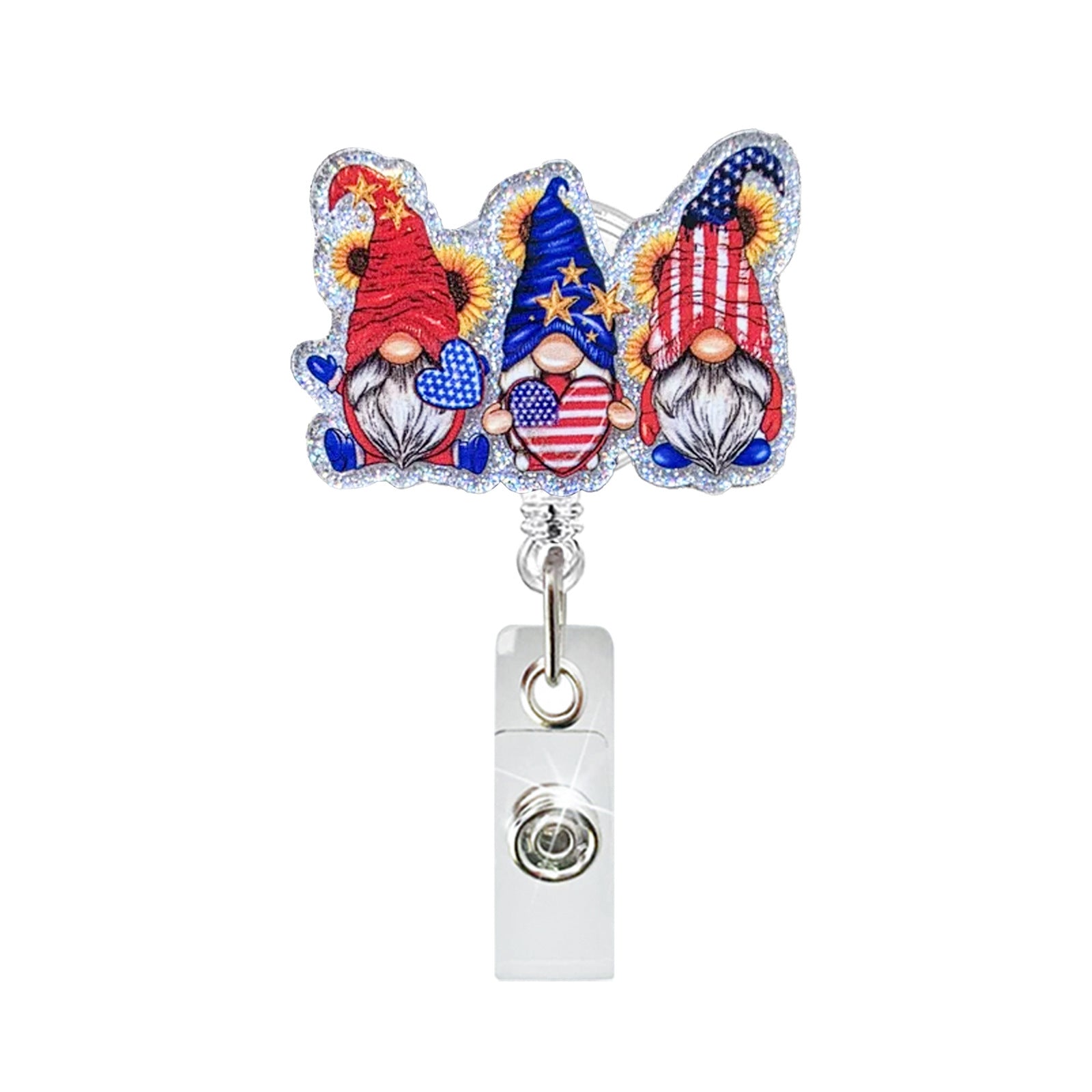 Wholesale Acrylic Retractable Badge Reel with US Flag Design - Fashion Accessory for Everyday Wear