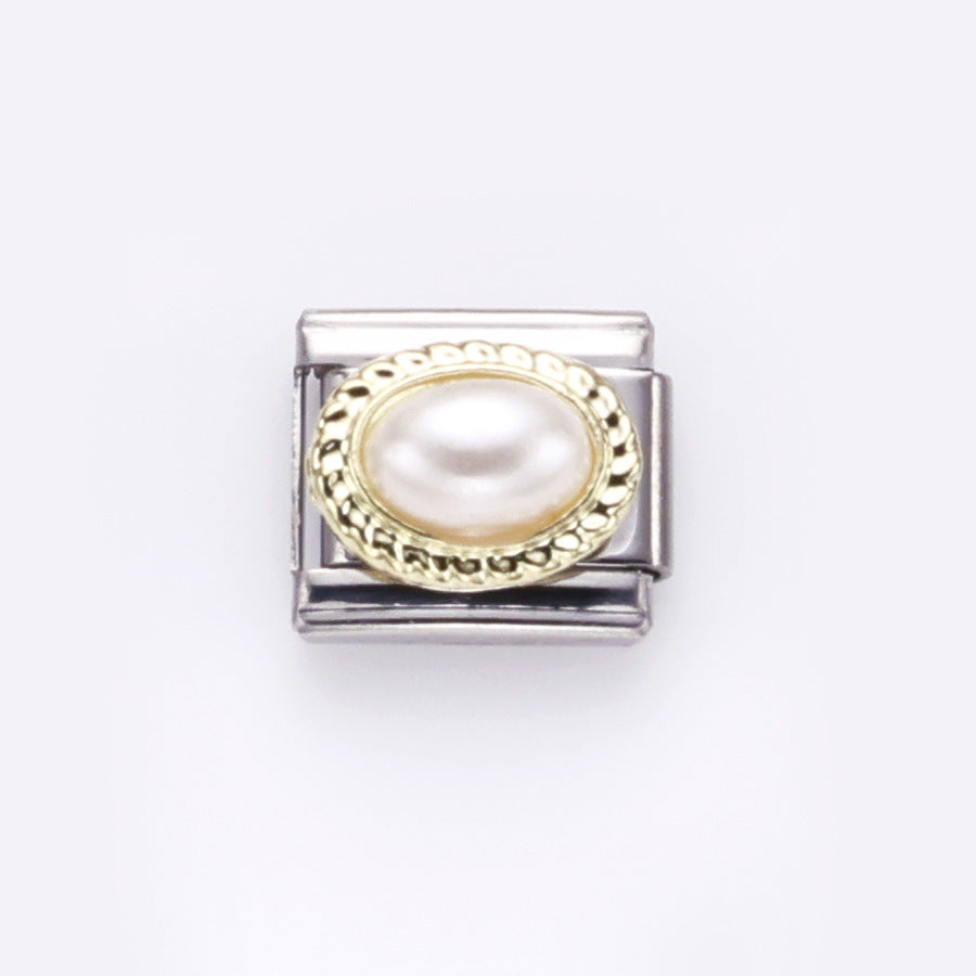 Wholesale 10pcs Italian Charm Bracelet 9mm DIY Splicing Heart Shell Stainless Steel Composable Bracelet