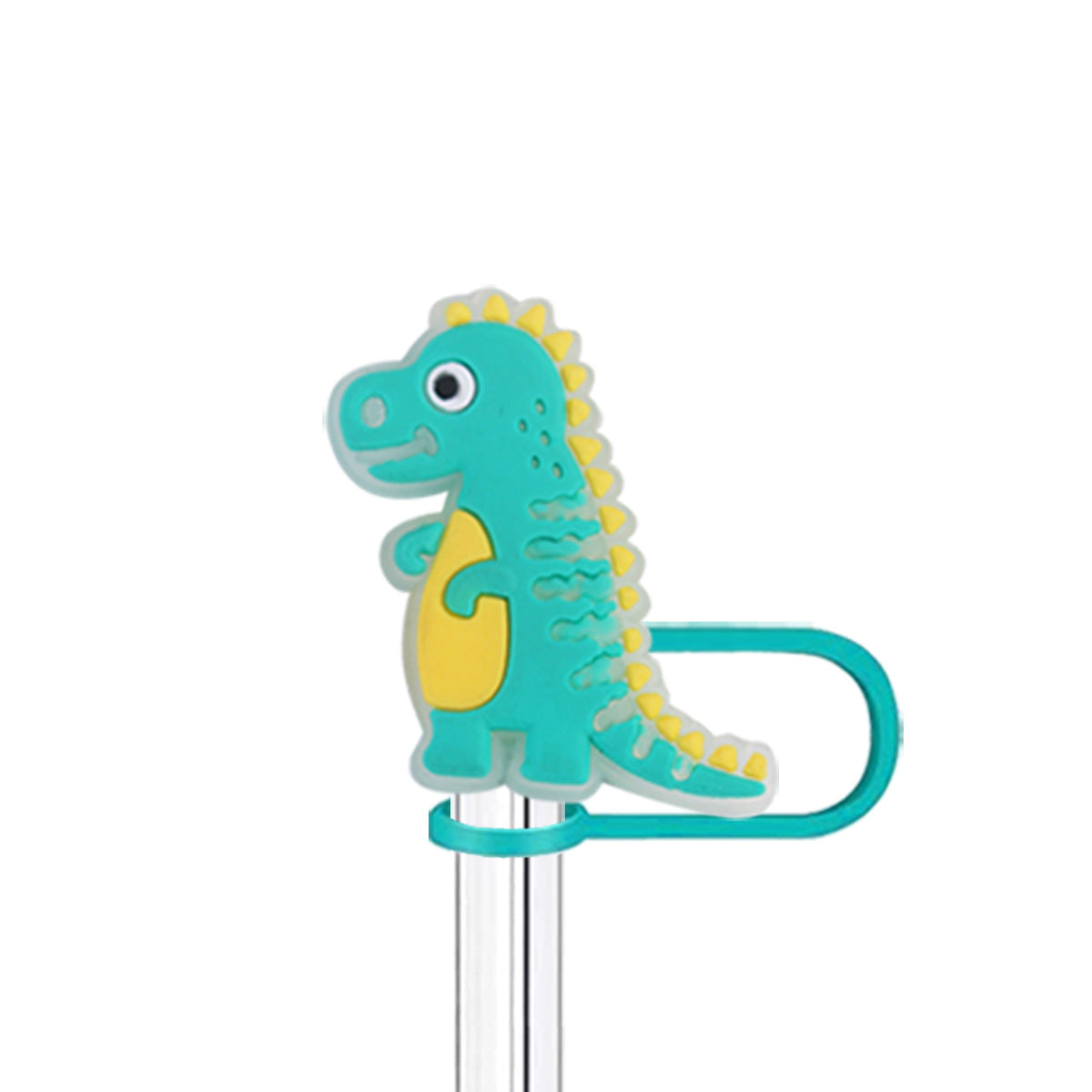Wholesale  10pcs Cartoon Dinosaur 10mm PVC Soft Straw Tube Cap