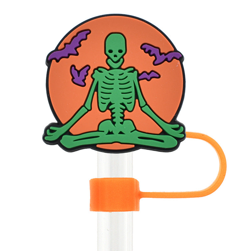 Wholesale Random 100pcs Halloween 10mm PVC Soft Straw Tube Cap ACC-SCR-RYY092