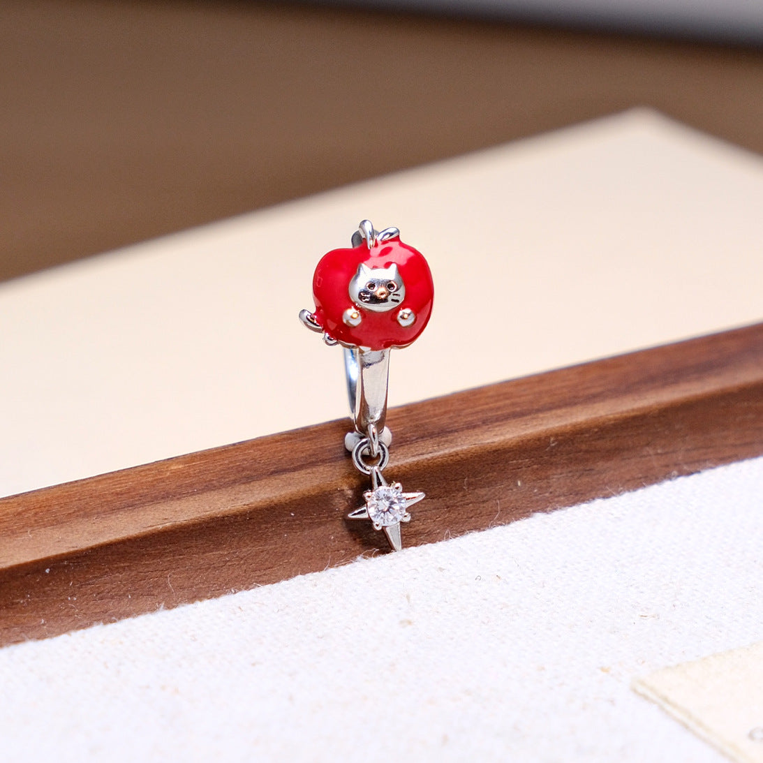 Wholesale Trendy Apple Cat Design Earrings Titanium Steel Electroplated Fashion Accessory for Women