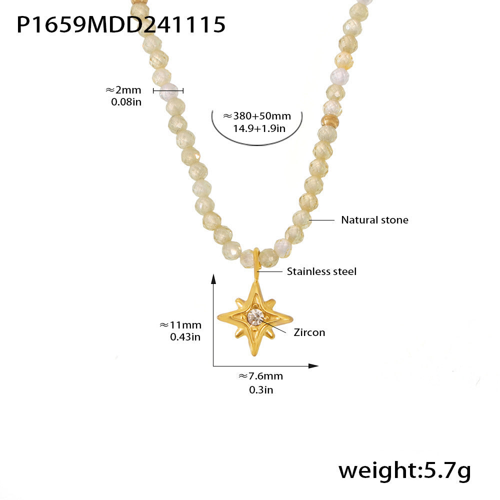 Wholesale Stainless Steel Electroplated Eight-Pointed Star Pendant Necklace Light Luxury Jewelry Accessory for Women
