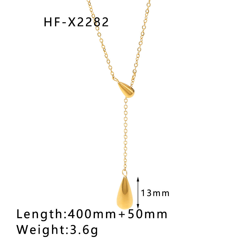 Wholesale Special Shaped Love Water Drop Pendant Zircon Lava Stainless Steel Necklace ACC-NE-Xiny004