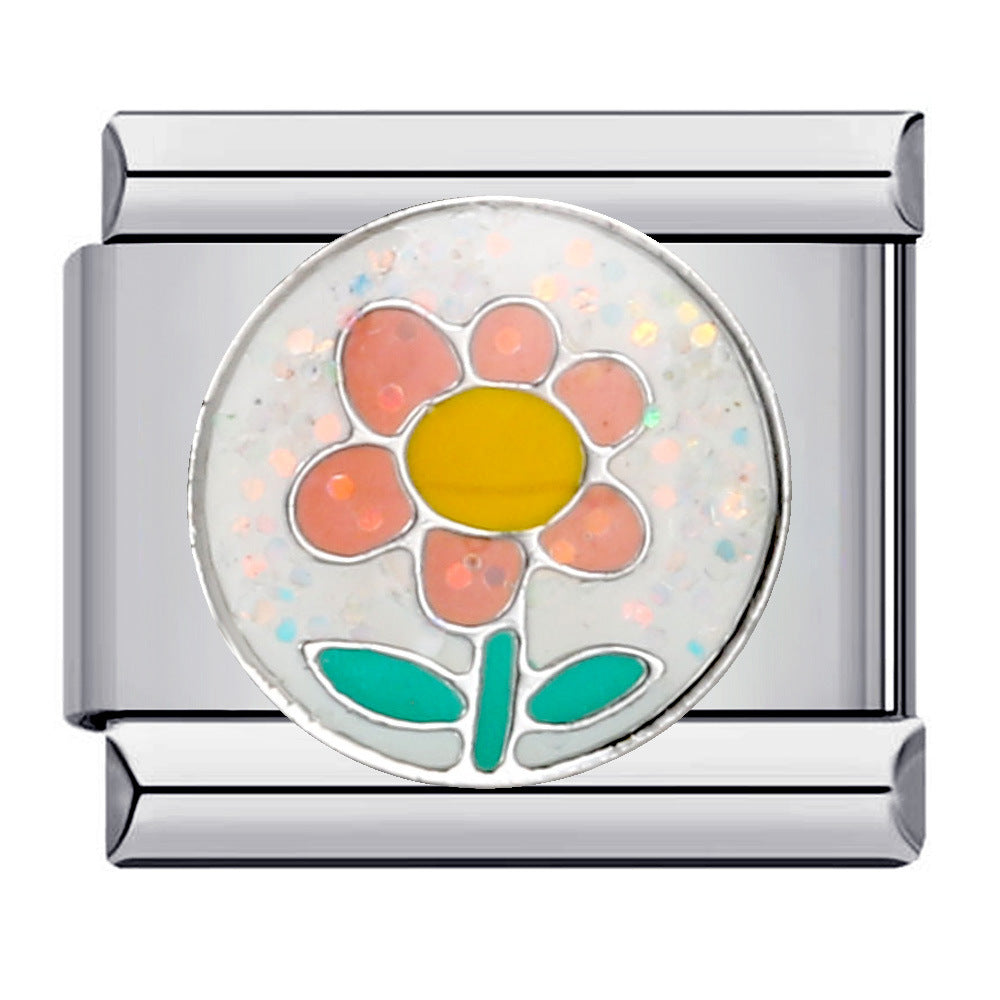 Wholesale Italian Charm Bracelet 9mm DIY Splicing Removable Floral Stainless Steel Composable Bracelet