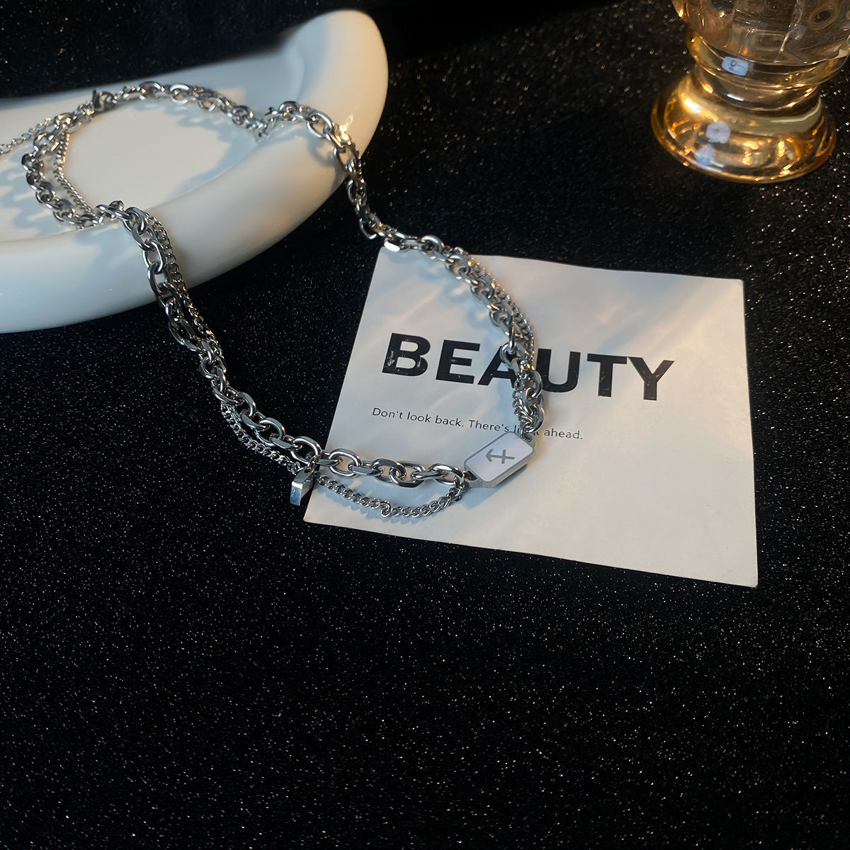 Wholesale Double Layer Splicing Necklace Titanium Steel Sweater Chain Long Necklace ACC-NE-NS003