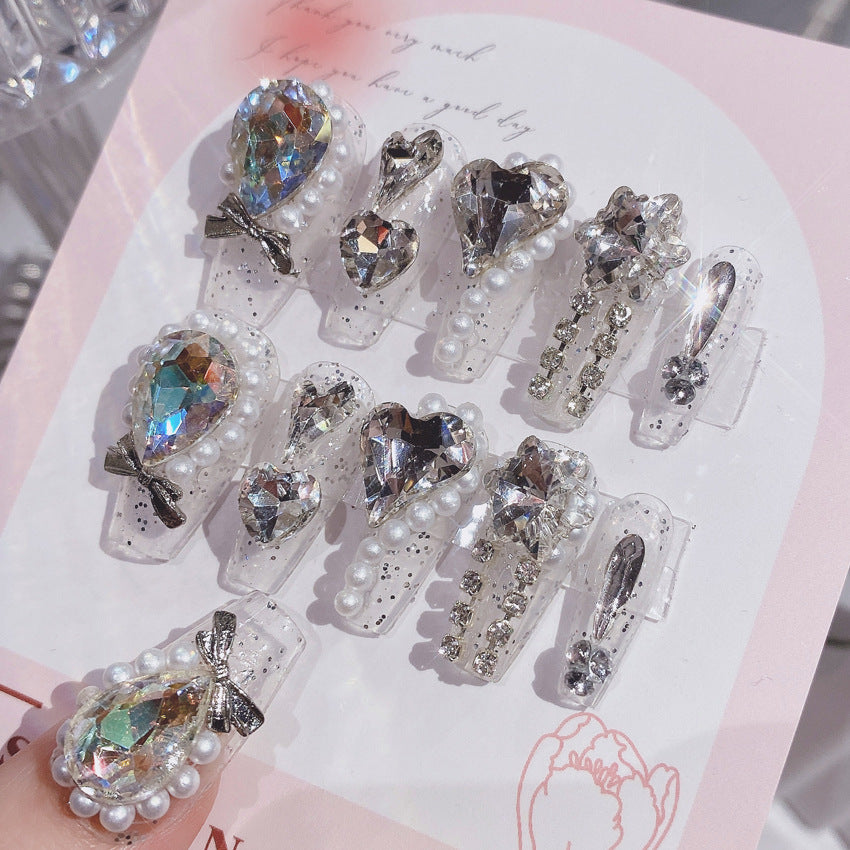 Wholesale 24 Pieces/box Diamond Press-on Nails Kits Nail Stickers ACC-NS-DiNa008