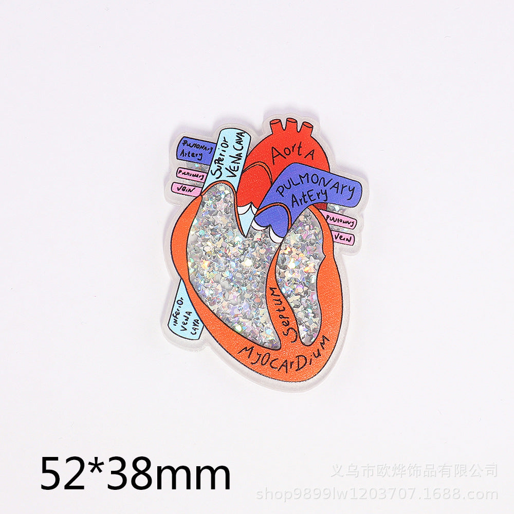 Wholesale 10pcs DIY Flatback cartoon organ  Acrylic Flatback Badge Reels Retractable Keychain DIY Accessories