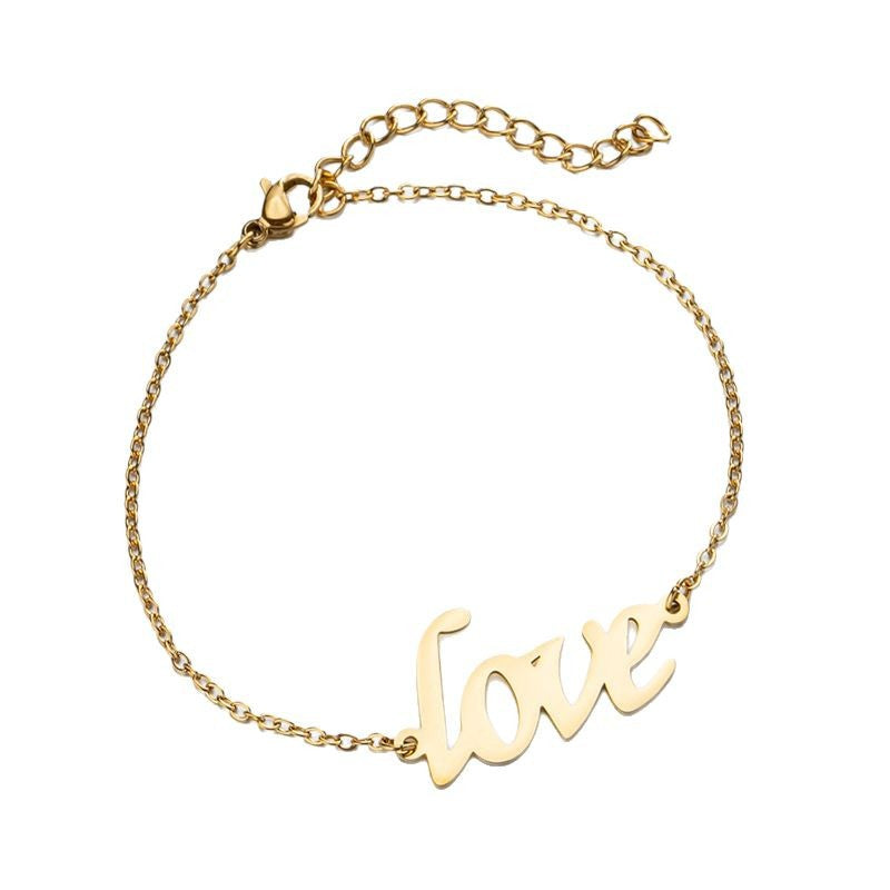 Wholesale  Stainless steel Mother's Day Pendant Fashion Retro English Letter LOVE  Bracelet