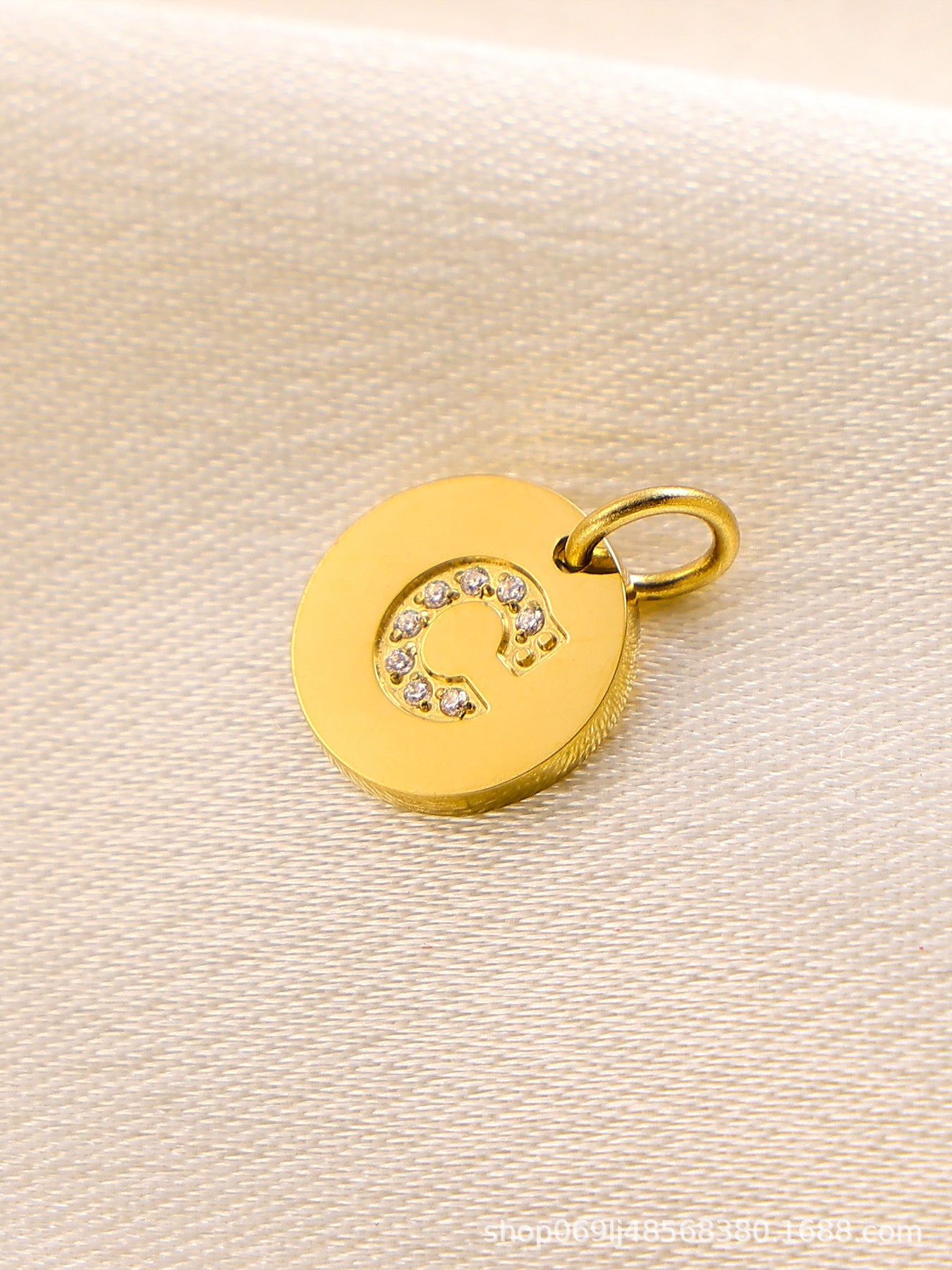 Wholesale  14K Round Brand Diamond Letter  Stainless Steel Pendant