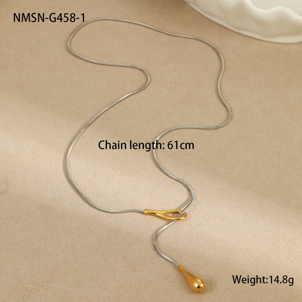 Wholesale Stainless Steel Necklace Long Water Drop Pull-Out Y-Shaped Chain Necklace