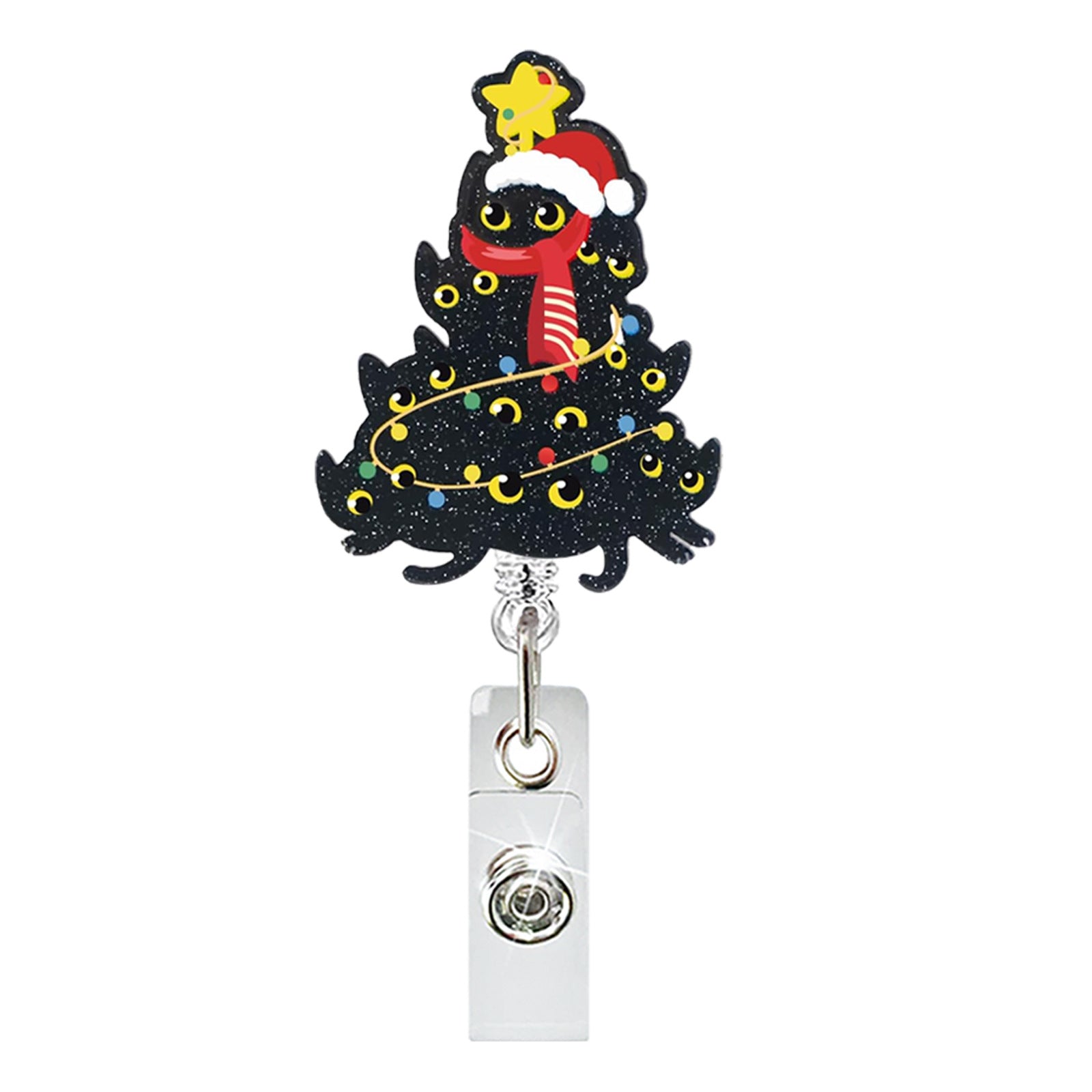 Wholesale Cute Christmas Beaded Acrylic Glitter  Badge Reels