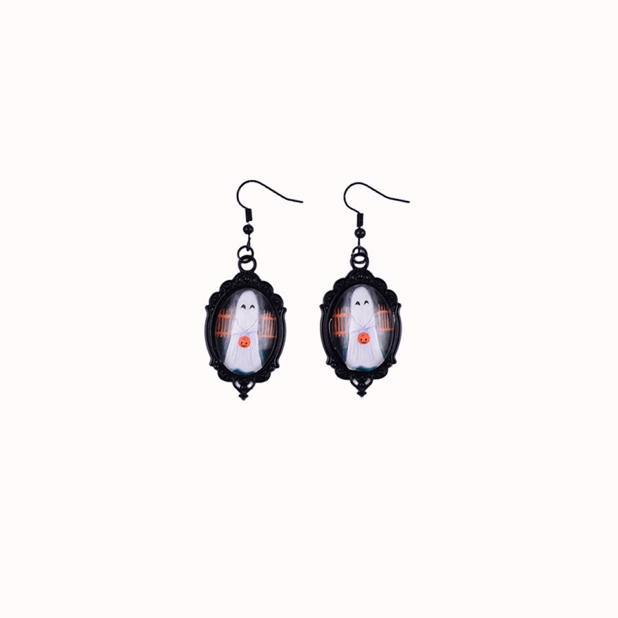 Wholesale  Pendant Earrings Ghost Pumpkin Dark Castle Design Zinc Alloy Electroplated Fashion Jewelry For Party Boutique Resale