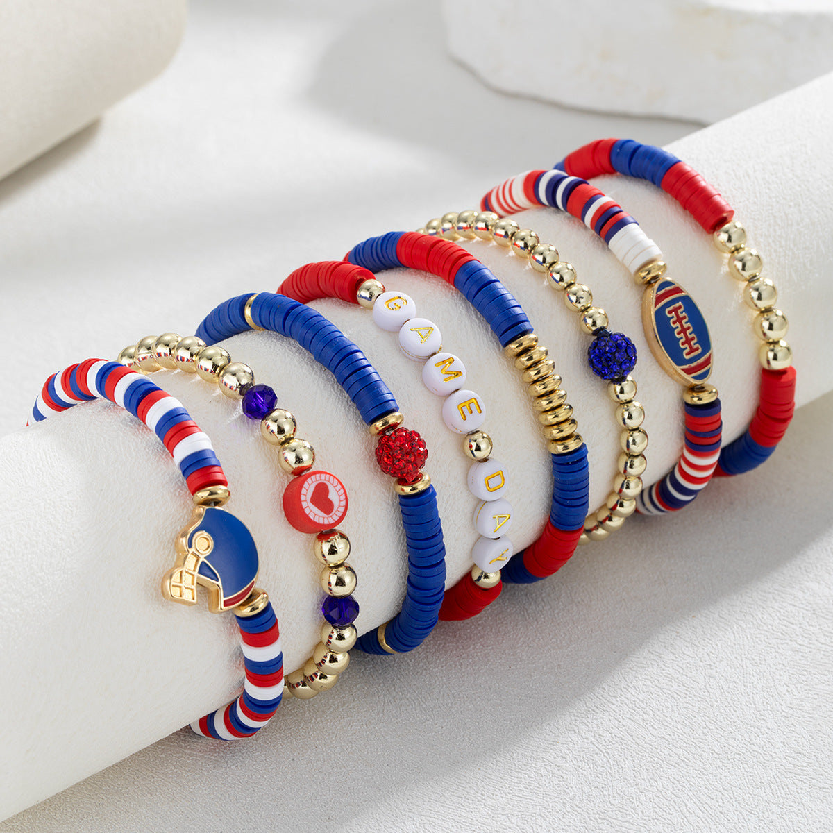 Wholesale Personalized Style Alloy Rugby Resin Letter  Bracelet  Set