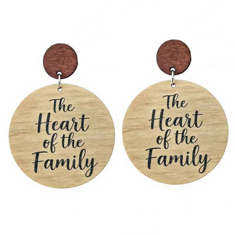Wholesale 2Pairs Mother' s Day Wooden Geometric Drop Earrings