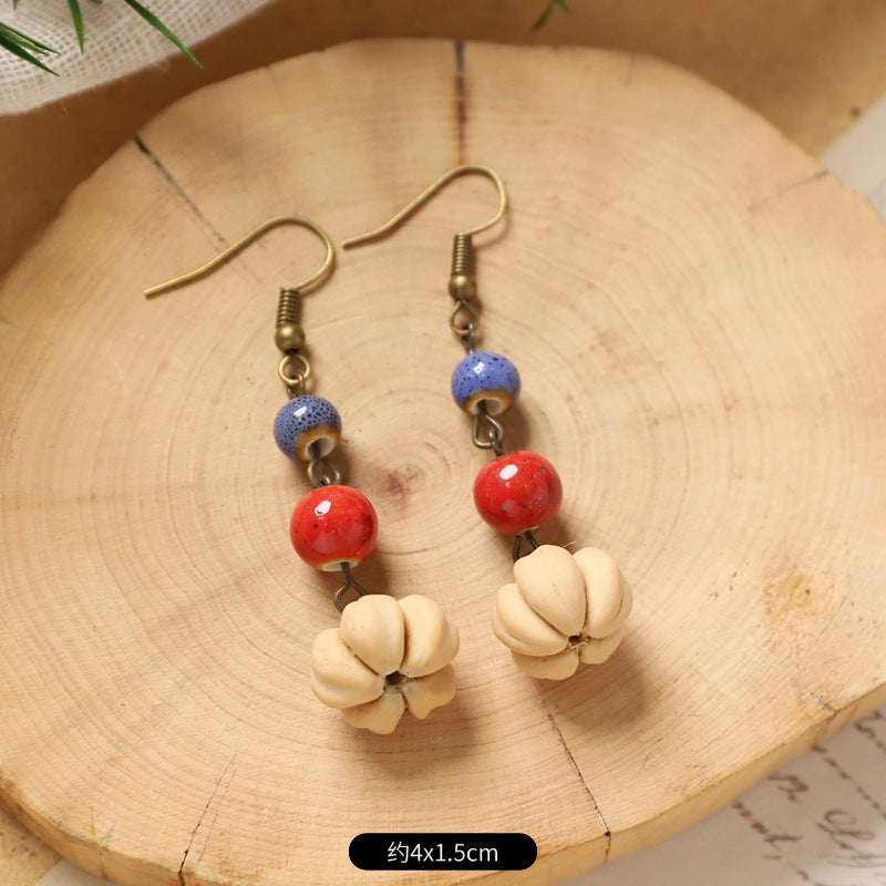 Wholesale Vintage Hand-made Plant Fruit Wood Earrings