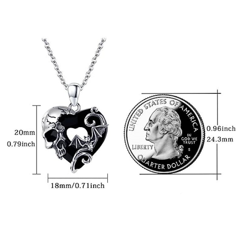 Wholesale Retro Dark Style Design Gothic Love Skull  Necklace