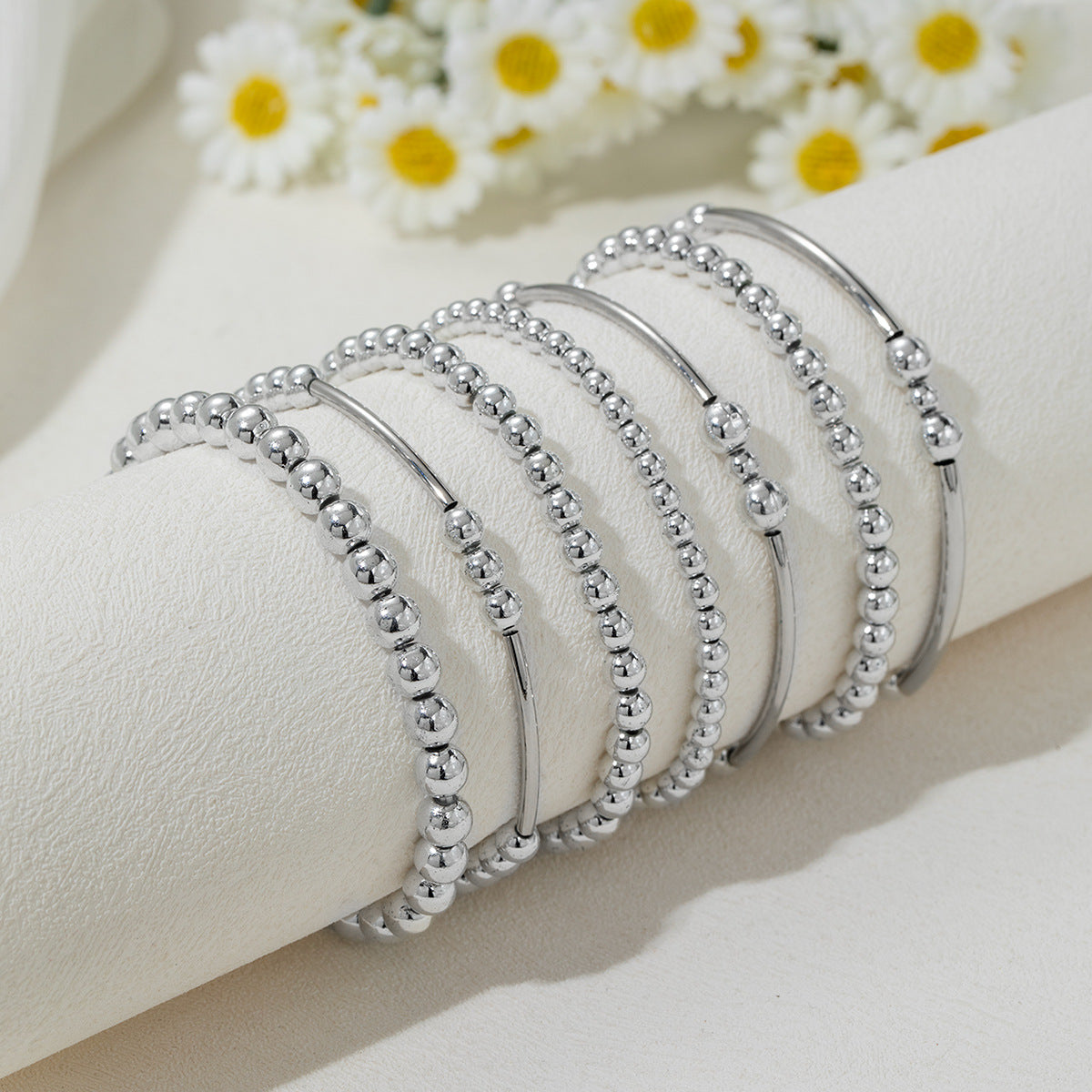 Wholesale Beaded Curved Tube Beads Elastic  Bracelet