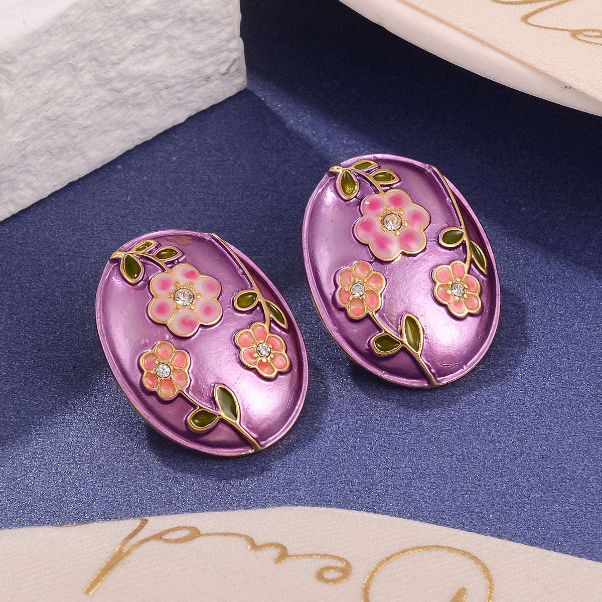 Wholesale Enameled Gradient Oil Drop Earrings
