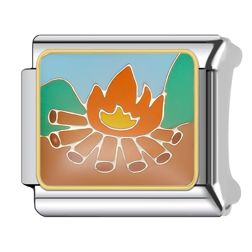 Wholesale Italian Charm Bracelet 9mm DIY Splicing Creative Pattern Stainless Steel Composable Bracelet