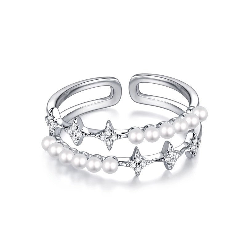 Wholesale Double layer star pearl ring