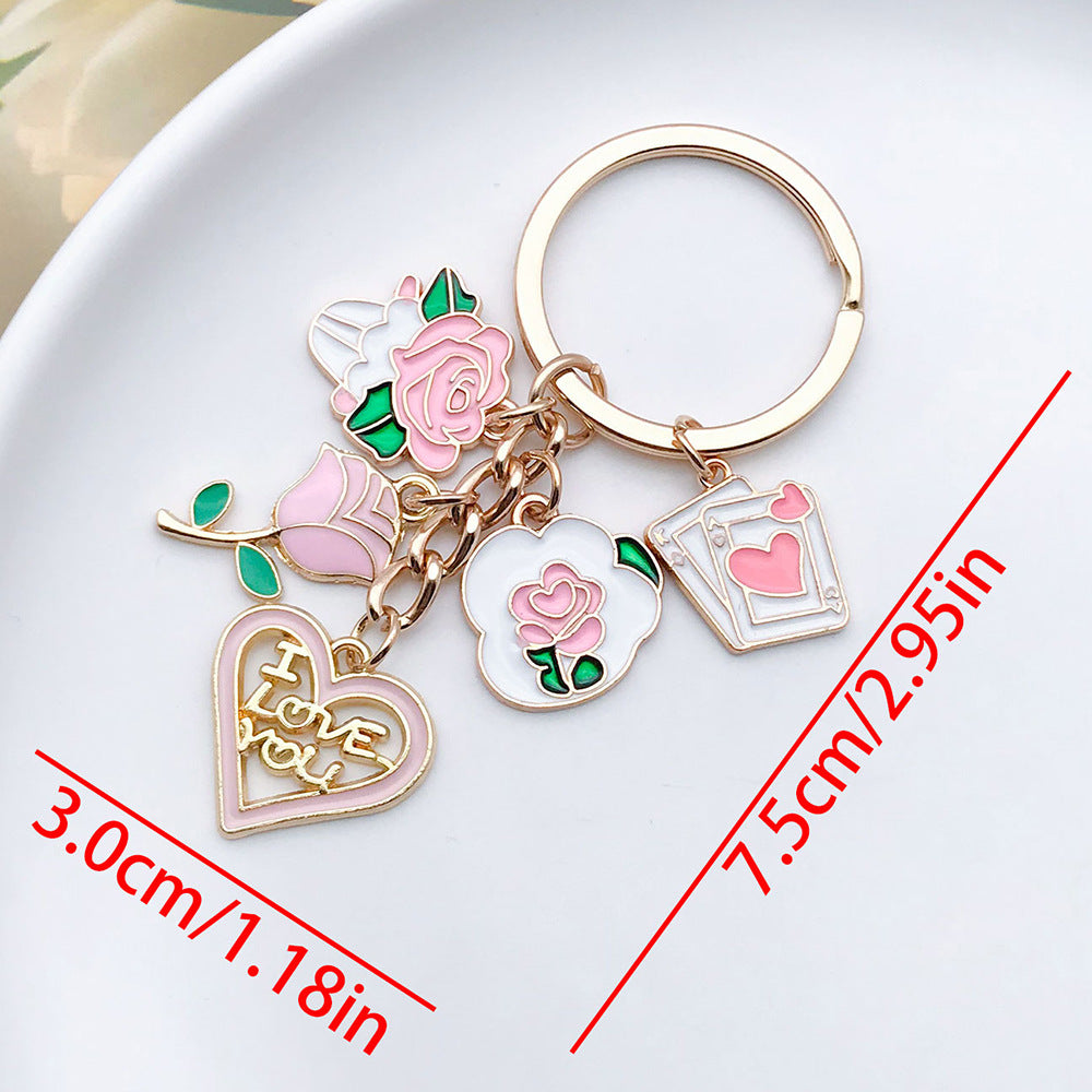 Wholesale Modern Art Love Rose Potion Keychain Fashion Jewelry Accessory for Couples Gift