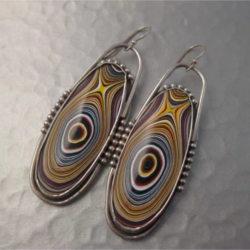 Wholesale  retro geometric spiral personality earrings
