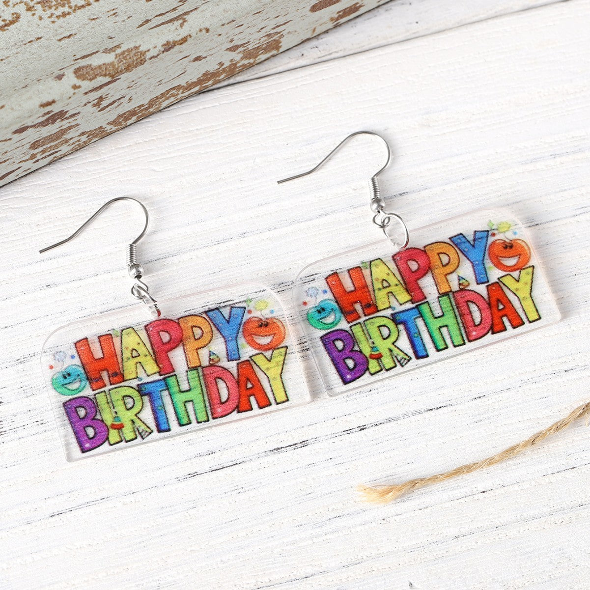 Wholesale Birthday party earrings cute Happy Birthday acrylic pendant earrings