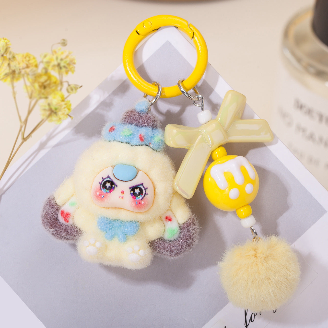 Wholesale Cute resin flocked keychain ACC VIP