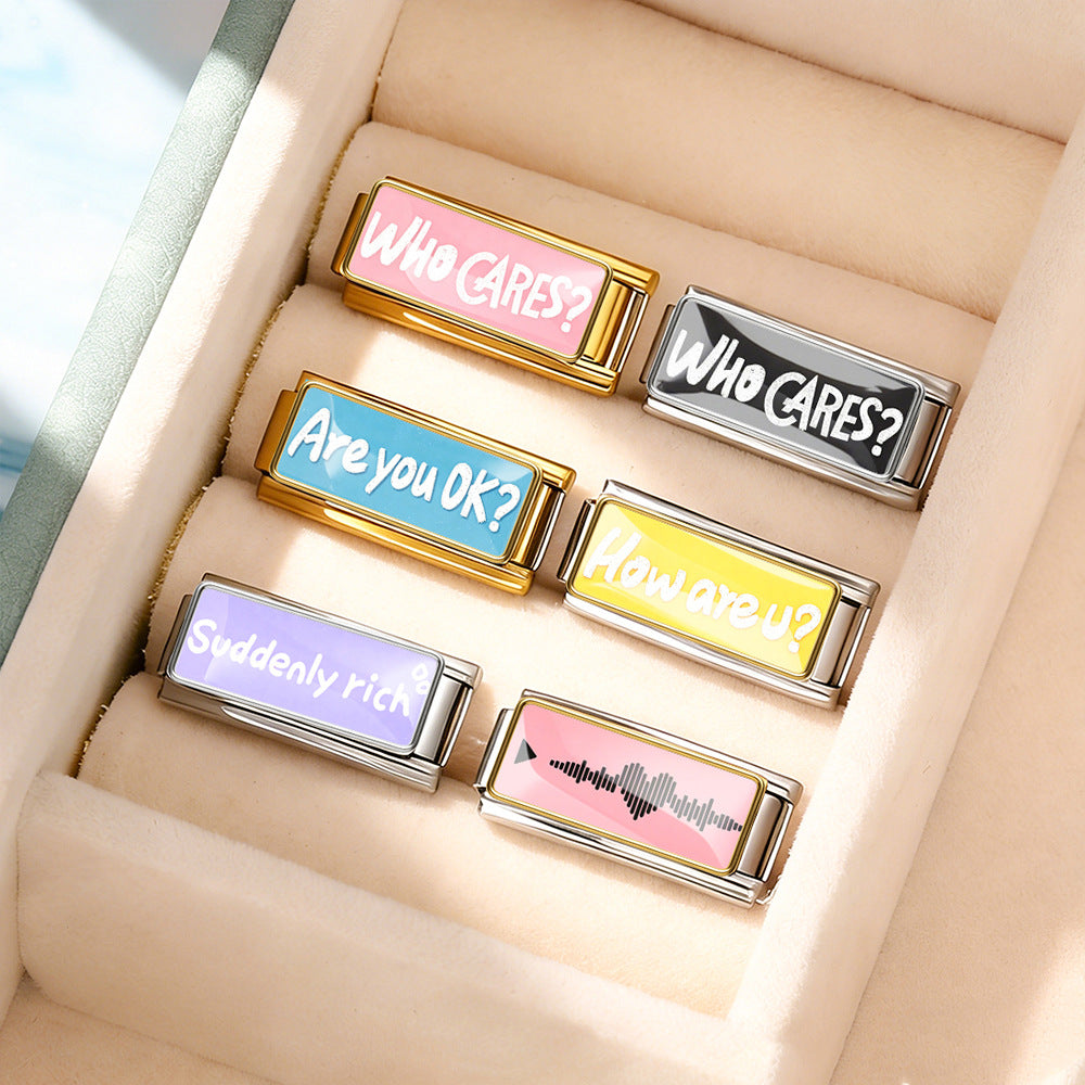 Wholesale Electroplated Stainless Steel Cute Cartoon Modular Bracelet DIY Detachable Elastic Jewelry Accessory