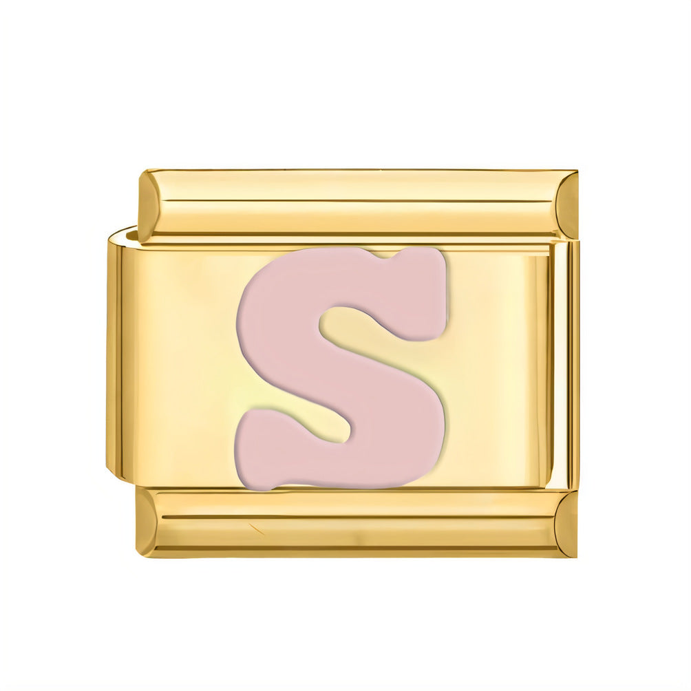 Wholesale ltalian Charms DlY Composable Bracelet Letter Module Stainless Steel DlY Bracelet