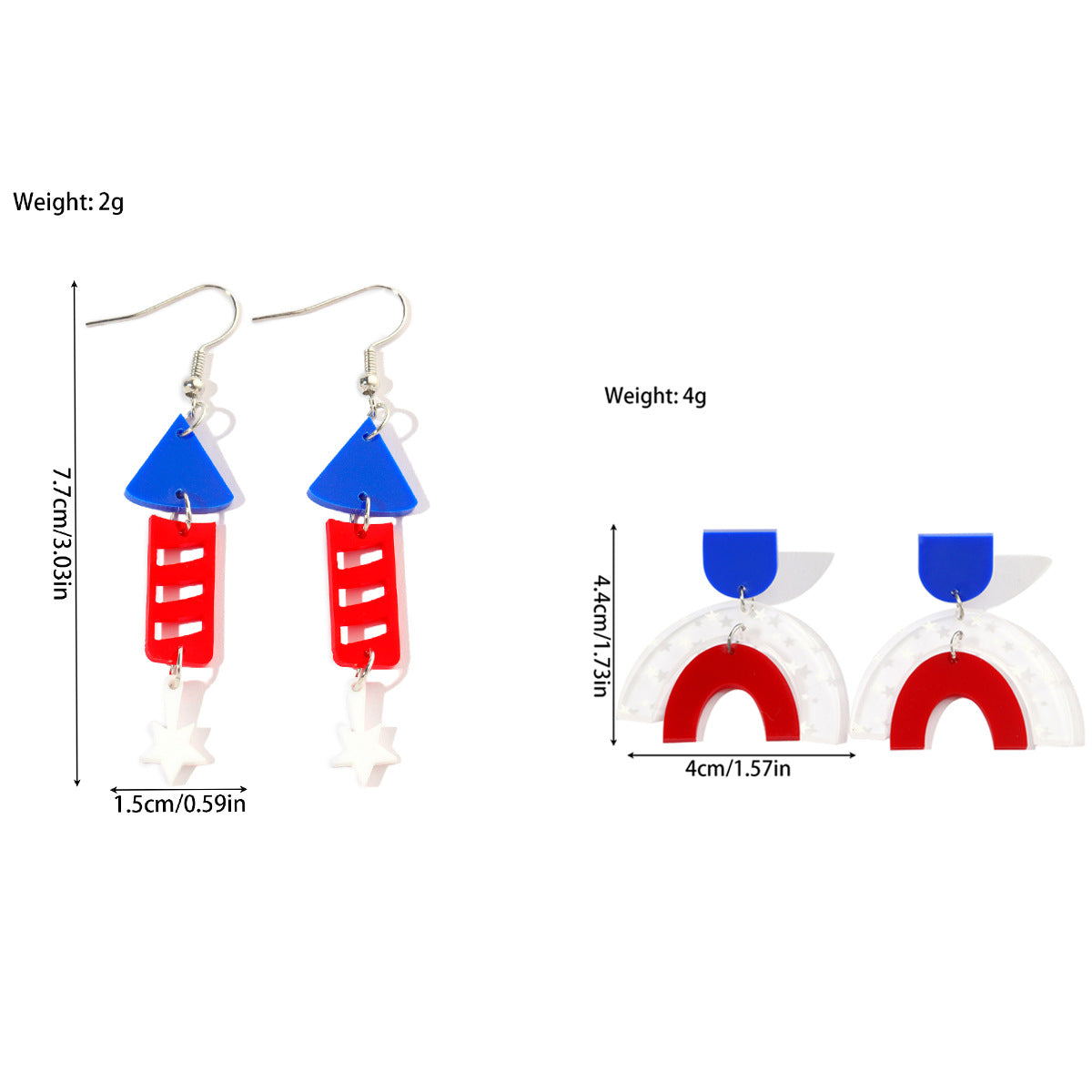 Wholesale  American Independence Day Rocket Rainbow Print Acrylic  Earrings