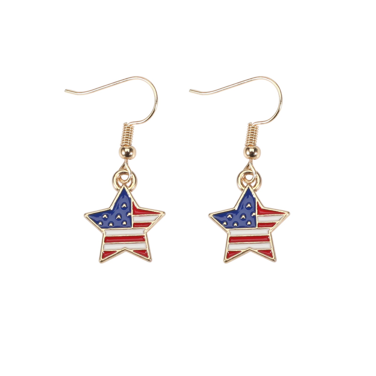 Wholesale American Flag Pattern Independence Day Earrings Five-pointed Star Red White and Blue Jewelry ACC-ES-XinY001