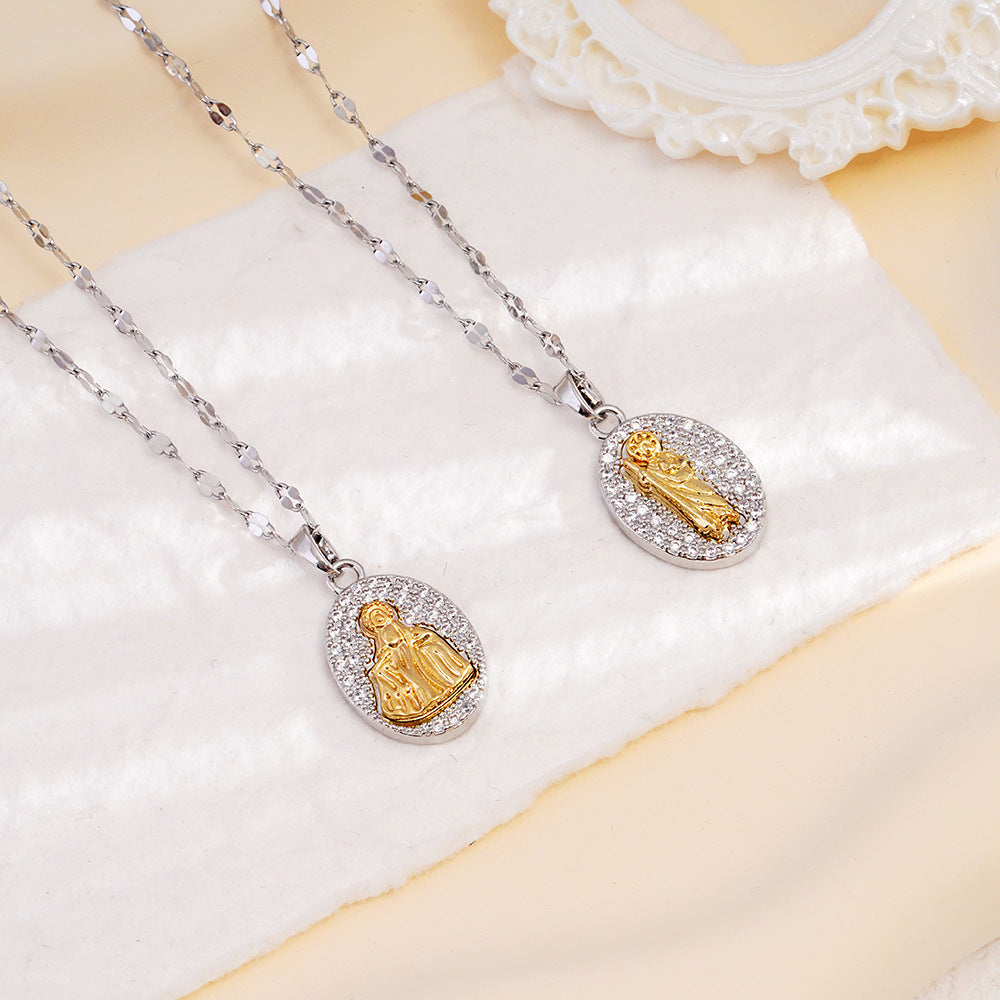 Wholesale Full Zircon Simple Versatile Stainless Steel Necklace