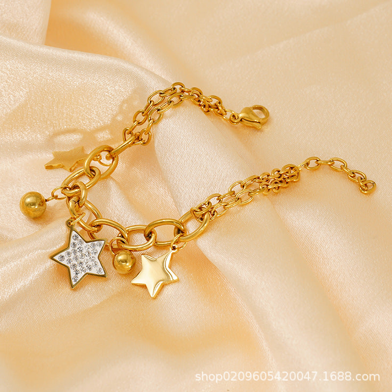 Wholesale 18k gold stainless steel star diamond jewelry