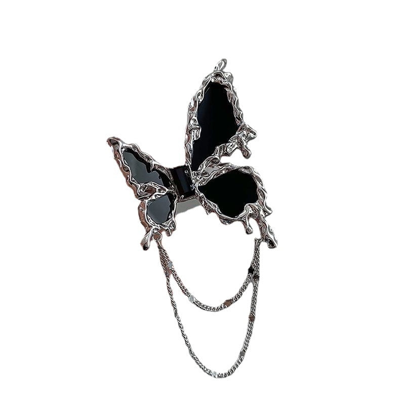 Wholesale Black Butterfly Tassel Metal Brooch