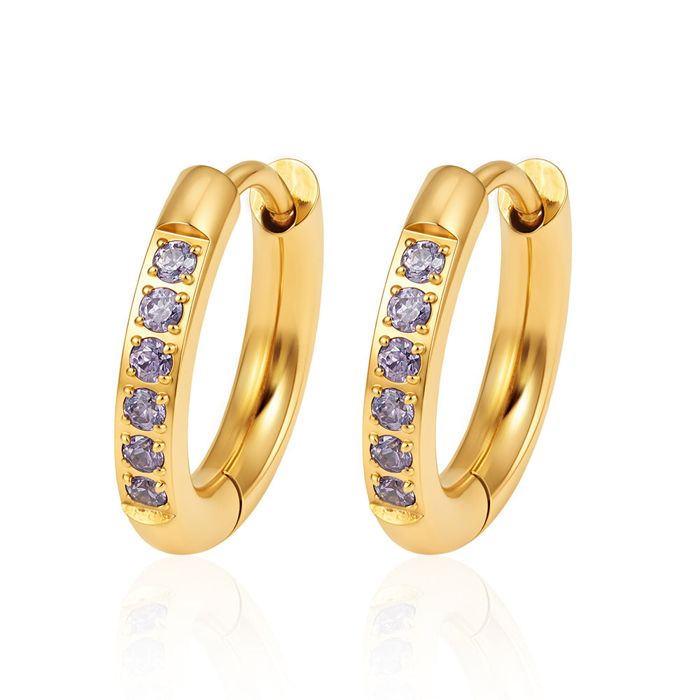 Wholesale Geometric Zircon Earrings,  Stainless Steel 18K Gold Plated,  Fashion Accessory for Women,  Boutique Resale