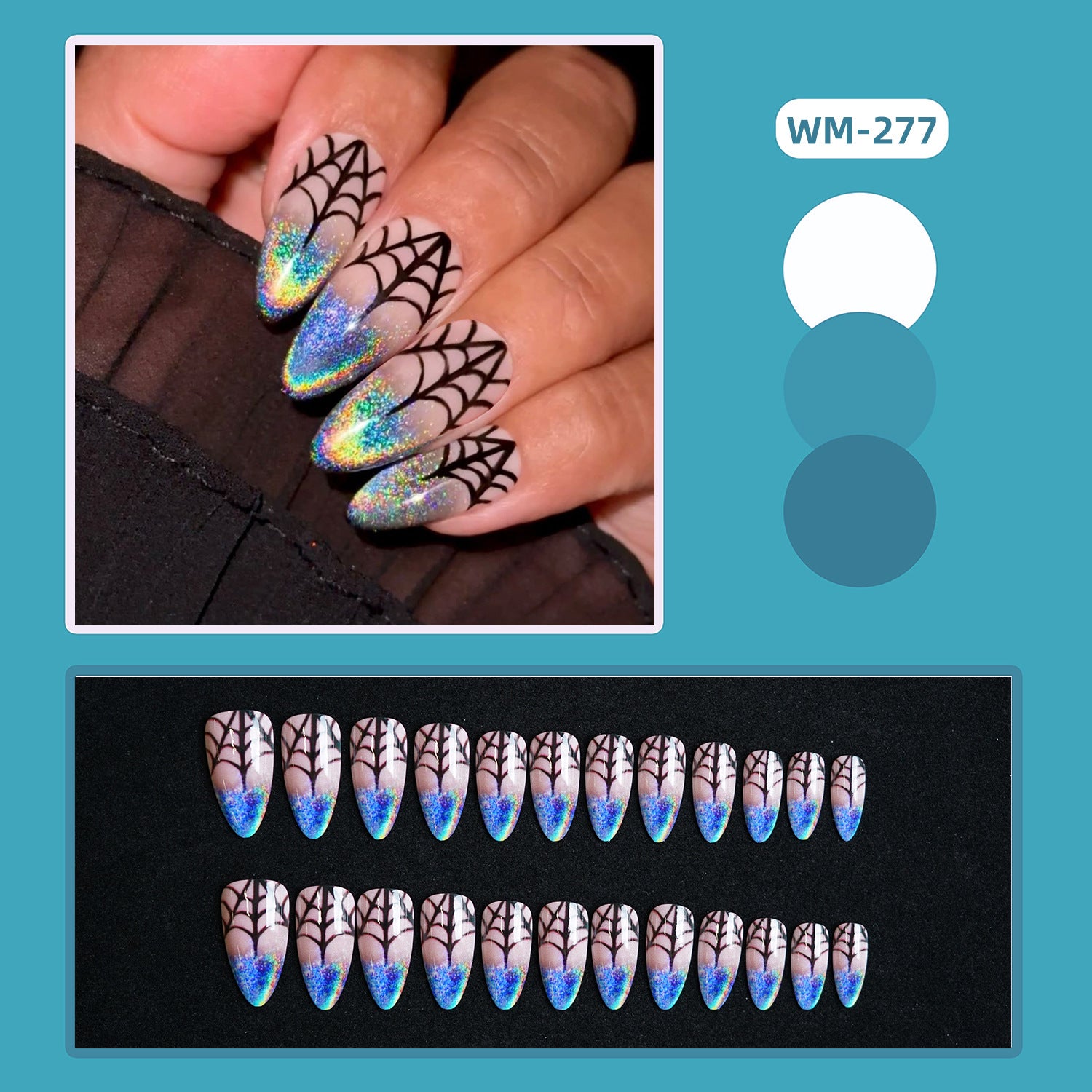 Wholesale 24 Pieces/ box  Laser  Web Nails Kits Nail Stickers