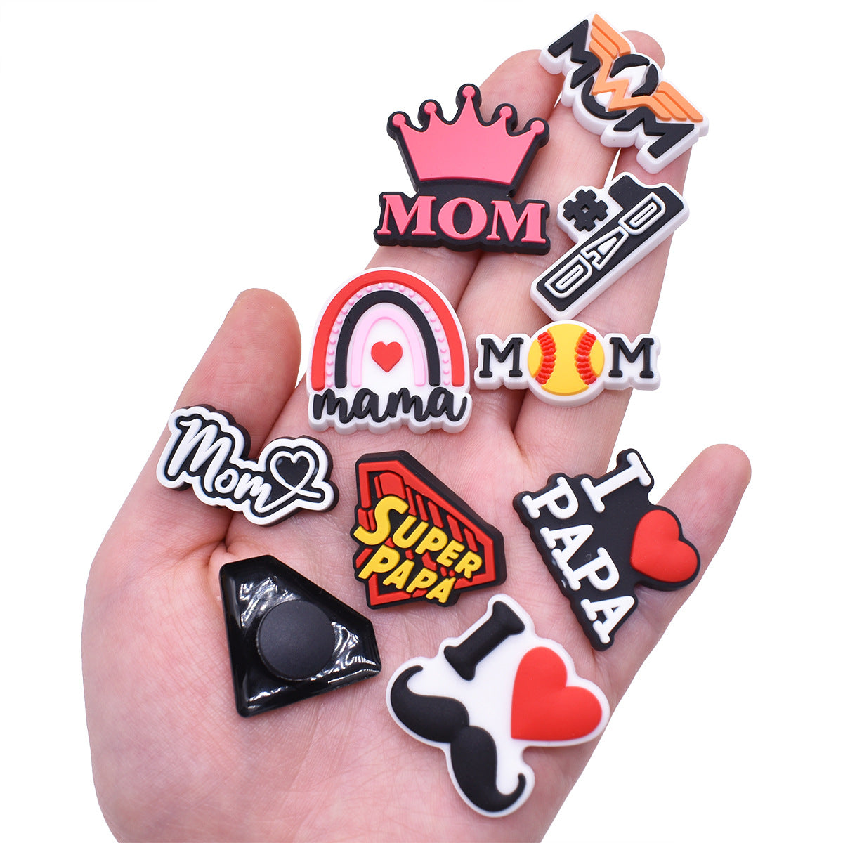 Wholesale Random 100pcs Super Parents Shoe Buckle Father's Day Decoration Shoes Charms Mother's Day ACC-SC-RYY031